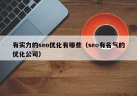 有实力的seo优化有哪些（seo有名气的优化公司）