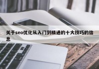 关于seo优化从入门到精通的十大技巧的信息