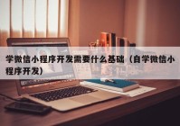 学微信小程序开发需要什么基础（自学微信小程序开发）