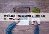 微信小程序开发appid是什么（微信小程序开发的appid）