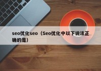 seo优化seo（Seo优化中以下说法正确的是）