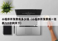 小程序开发费用多少钱（小程序开发费用一览表725华网天下）