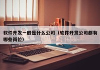 软件开发一般是什么公司（软件开发公司都有哪些岗位）